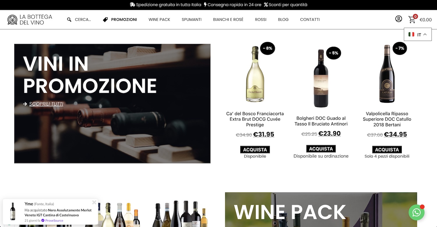 Realizzazione Siti Web E-Commerce 21 bottega vino sito web